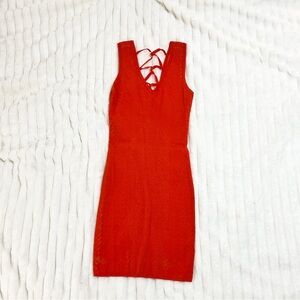 Guess Vibrant Orange Body Con Dress